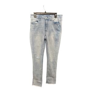 Seven7 High Rise Slim Straight Frayed Hem Stretch Jeans Size 10 Light Wash